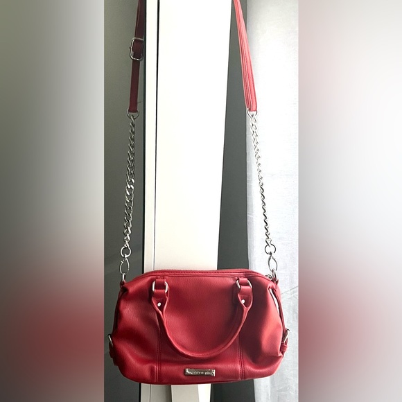 Madden Girl Handbag Crossbody Red Leather Shoulder Bag Madden Satchel Purse - Picture 5 of 6